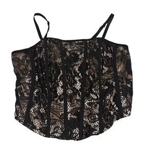 Torrid Black Lace Corset Bustier Crop Top Boned Strappy Size 0